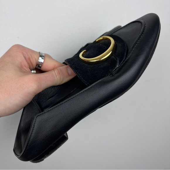 Chloe C Logo Convertible Suede Mule Nubuck Leather Loafers - Picture 10 of 12